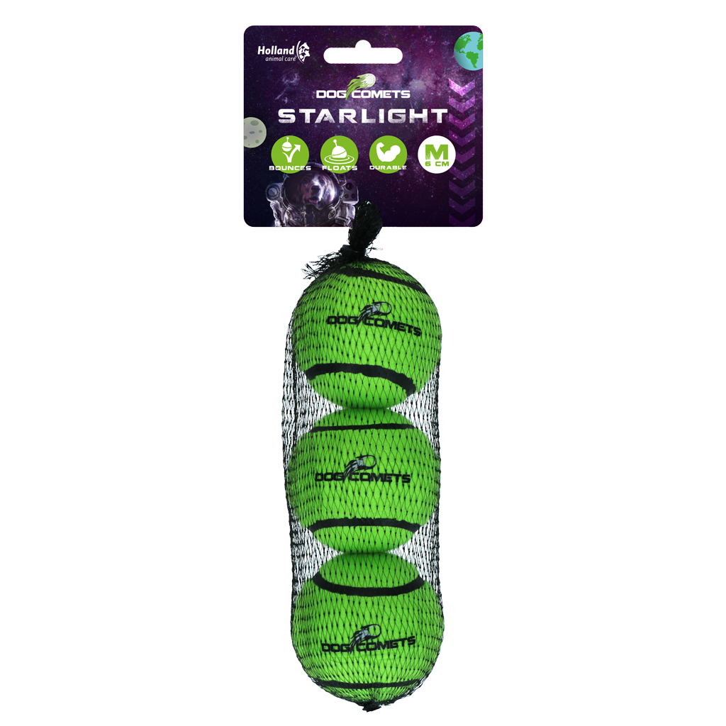 Dog comets Starlight Tennisbal M Groen 3st