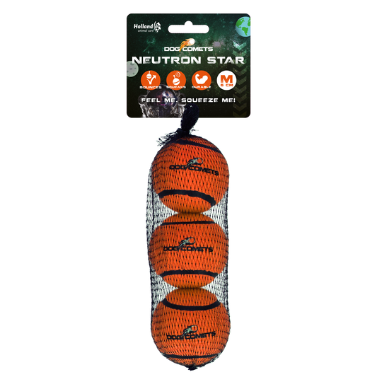 Dog comets Neutron Star Tennisbal met pieper M Oranje 3st