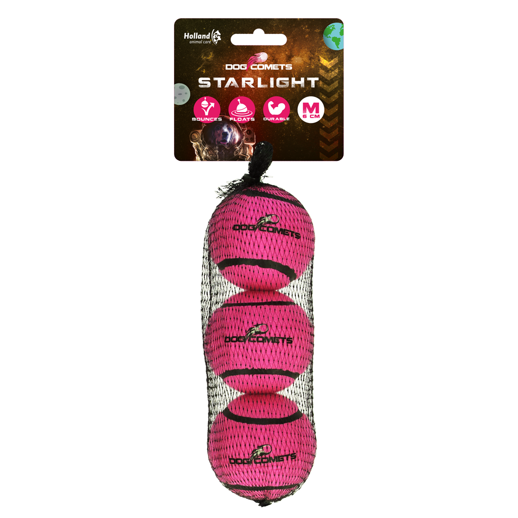 Dog comets Starlight Tennisbal M Roze 3st