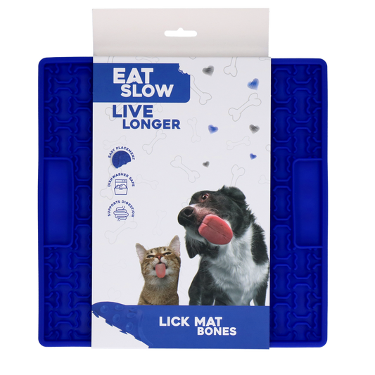 Eat Slow Live Longer Lick Mat Bones Blue
