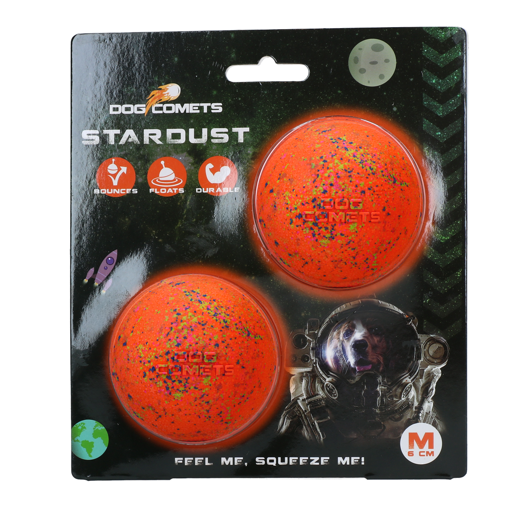 Dog Comets Ball Stardust Oranje M 2-pack